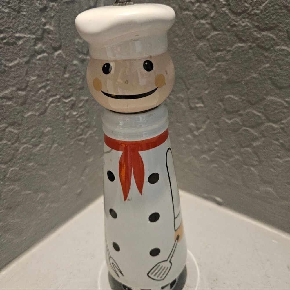 Kamenstein 8.5" Ceramic Happy Chef Cook Pepper Mill Pepper Grinder